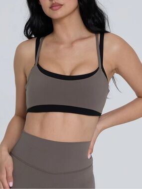 FORM Layered Sports Bra in Walnut